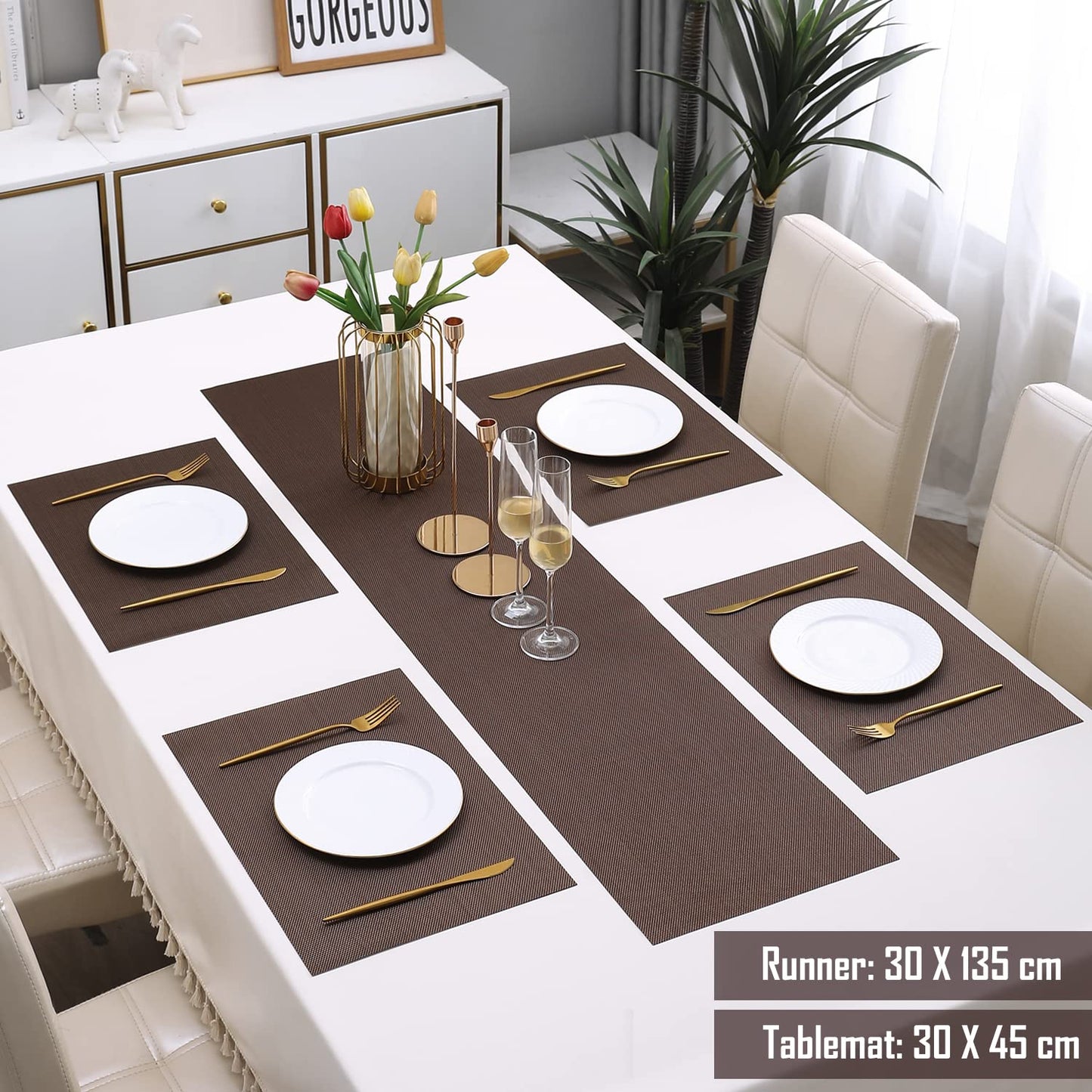 PVC Dining Table Mats, Brown