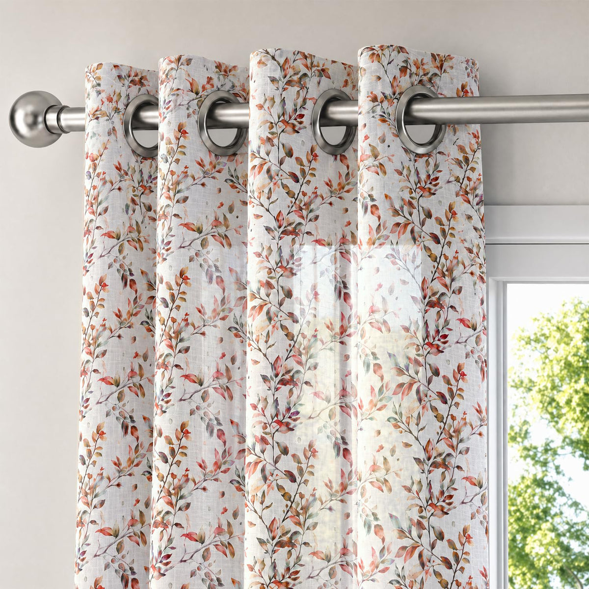 HOKIPO Petal Mist Sheer Eyelet Curtains, 7 Feet Long - Lilac Trails - image 7