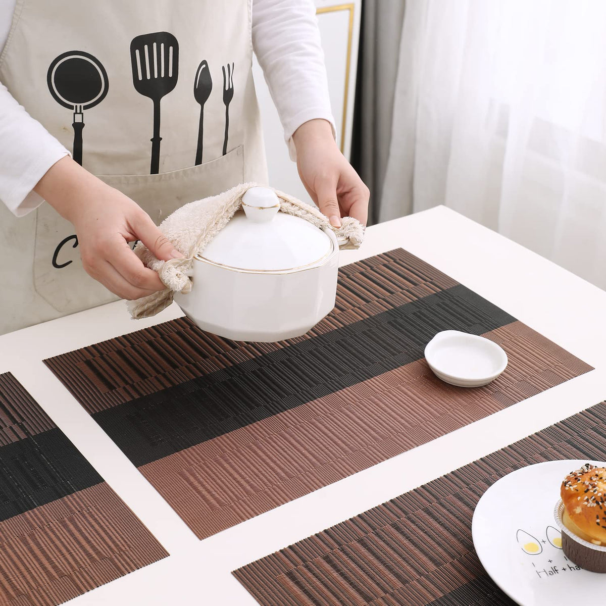 PVC Dining Table Mats, Metalic Brown