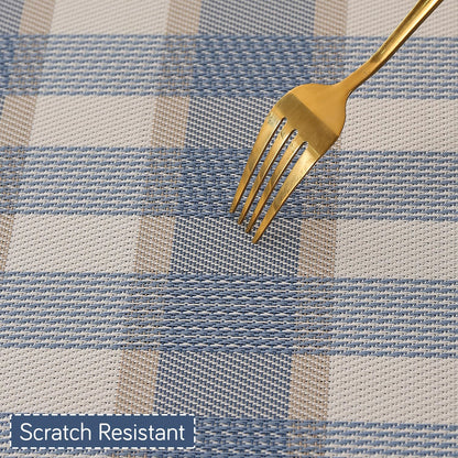 Classic Checks PVC Washable Mats for Dining Table - Pacific Blue
