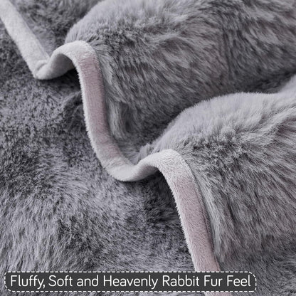'FurHug' Premium Faux Rabbit Fur Sofa Seat Mats, Cool Grey