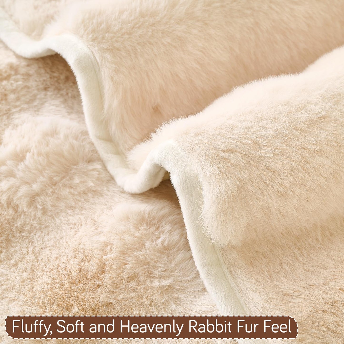 'FurHug' Premium Faux Rabbit Fur Sofa Seat Mats, Beige