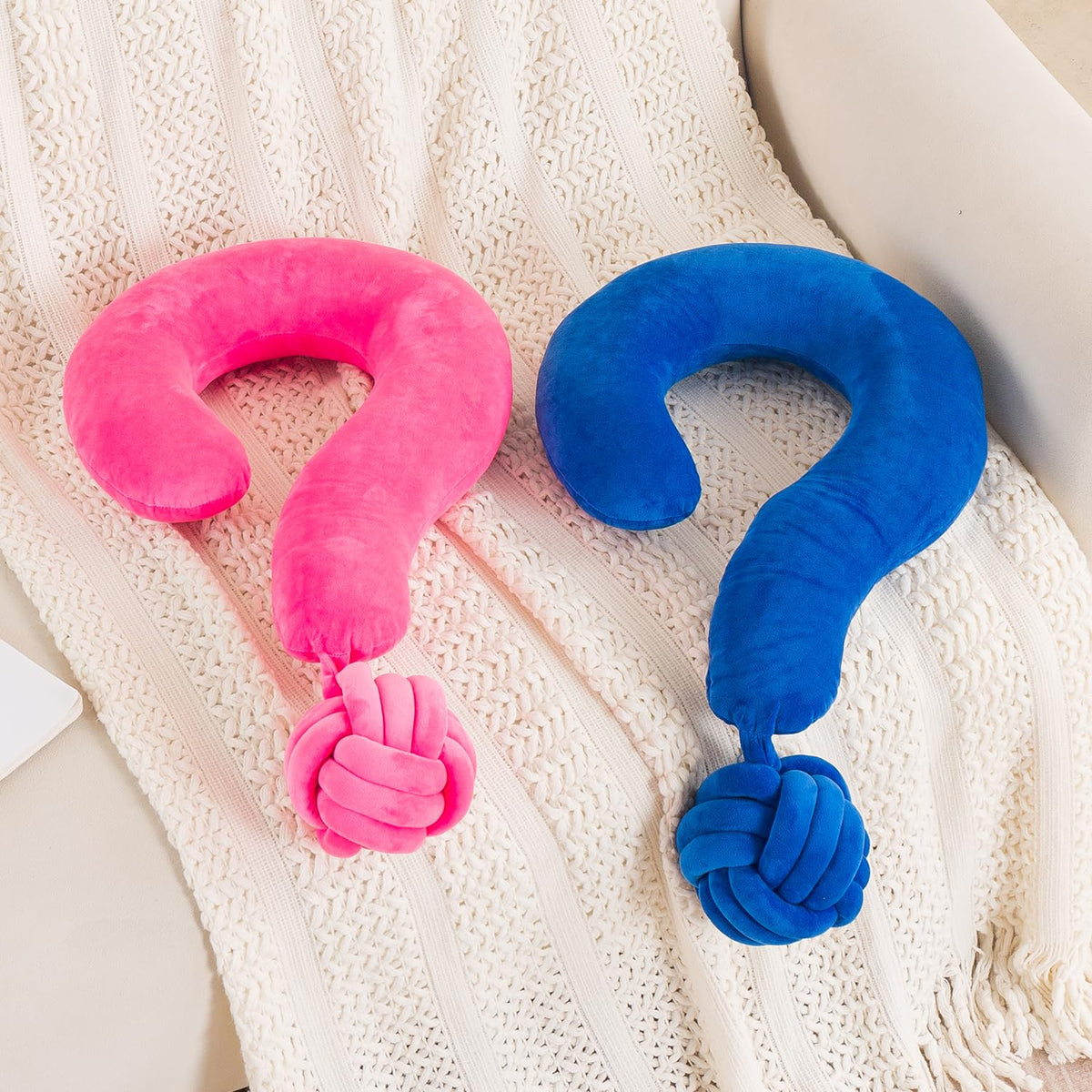 HOKIPO Large Question Mark Neck Pillow for Travel & Home, Green