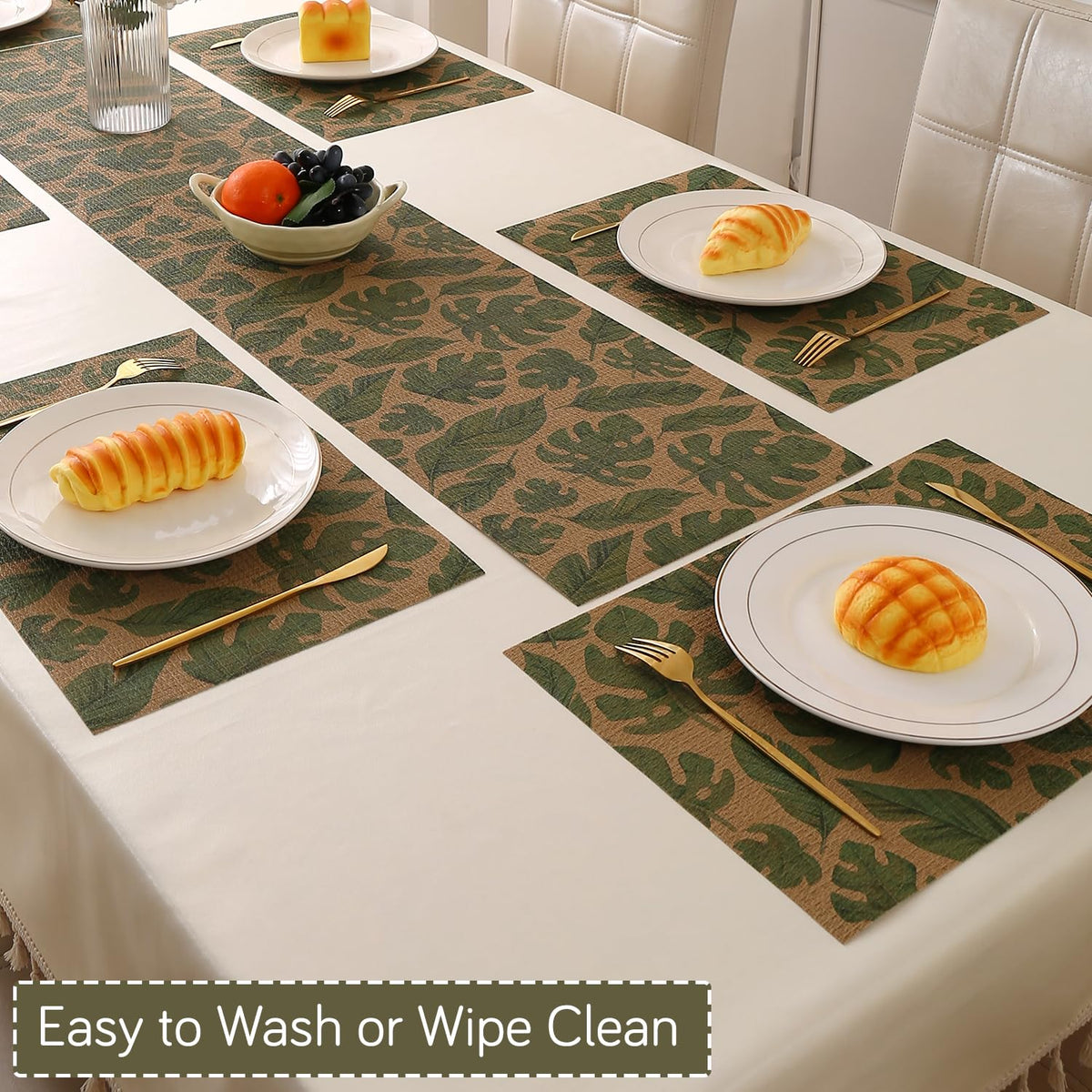 Botanical Tropic PVC Mats for Dining Table - Cana Lily Leaves