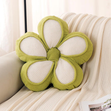 HOKIPO Daisy Petal Flower Cushion for Sofa & Bed, 47 cm, Green