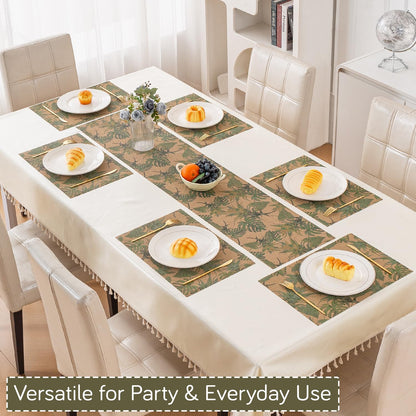 Botanical Tropic PVC Mats for Dining Table - Philodendron Leaves