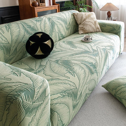 Dual Tone Knitting Jacquard Sofa Cover 1/2/3 Seater Fully Covered - Creamish Pale Green