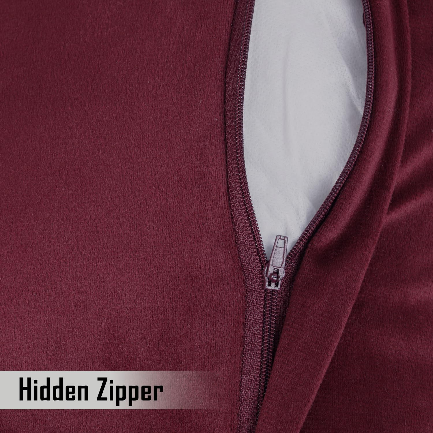 Buy Stylish Sangria Red Colour Zippered Quilted Velvet Cushion Covers