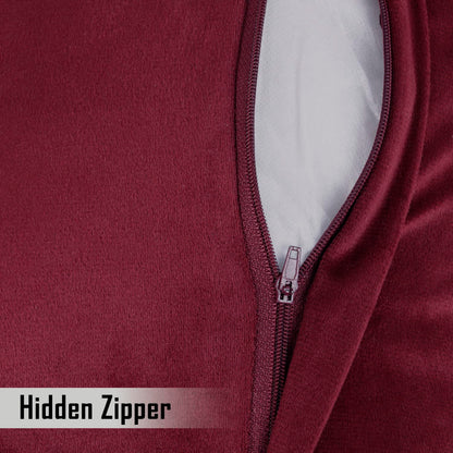 Buy Stylish Sangria Red Colour Zippered Quilted Velvet Cushion Covers