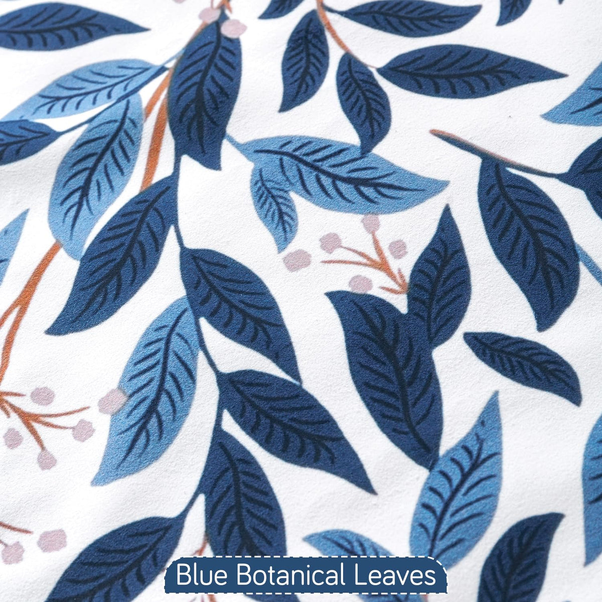 'Whispers of Nature' Series Holland Velvet Sofa Seat Mat with Tassel, Indigo Foliage