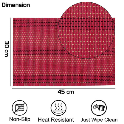 Heat Resistant Placemats Set of 4 Dining Table Mats, 45x30 cm,Raspberry Red