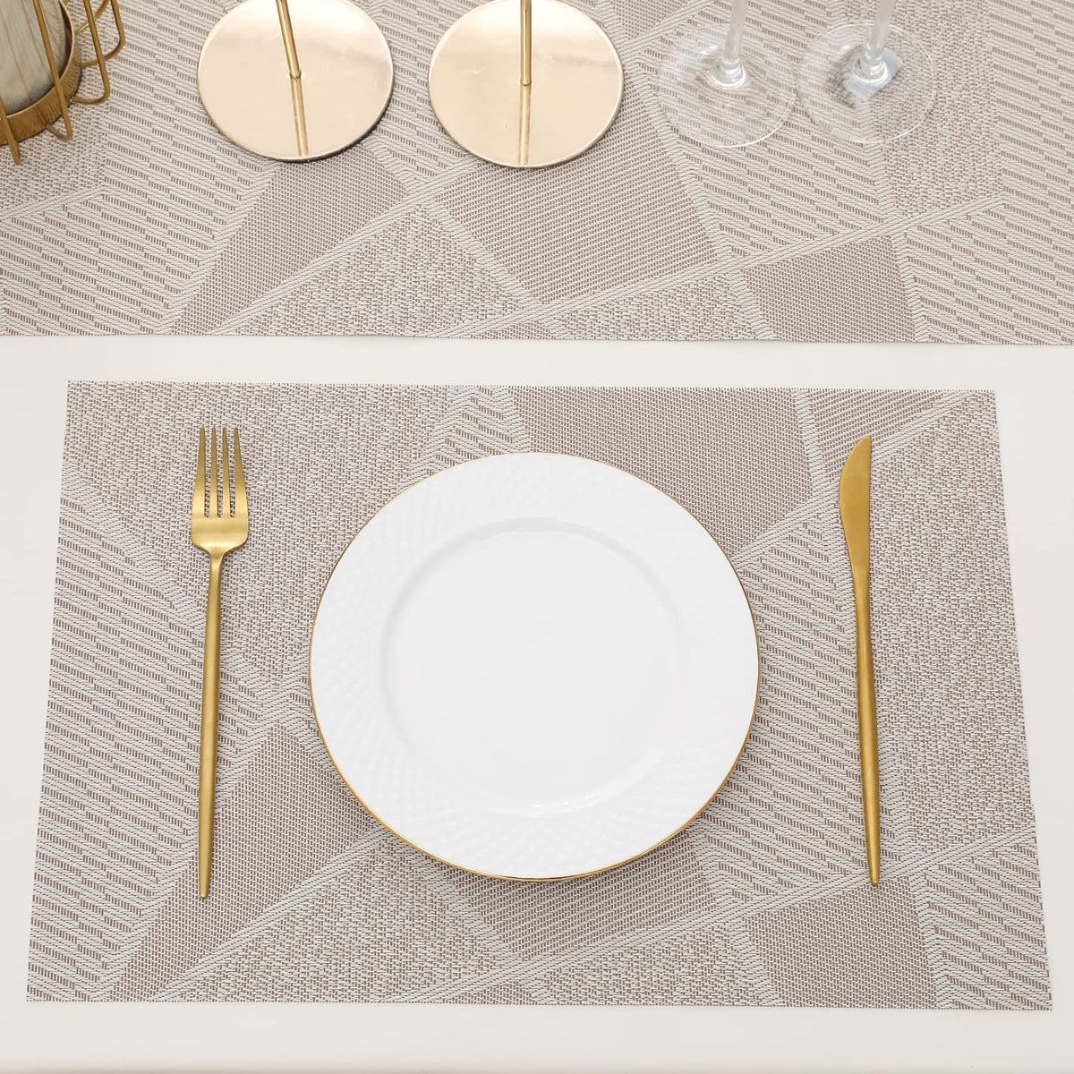 PVC Dining Table Mats, Abstract Beige