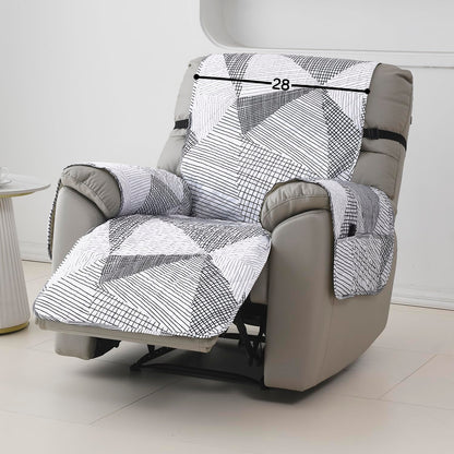 Quilted Recliner Water Repellent & Waterproof Cover for Small / Large - Snow White Black Geometry