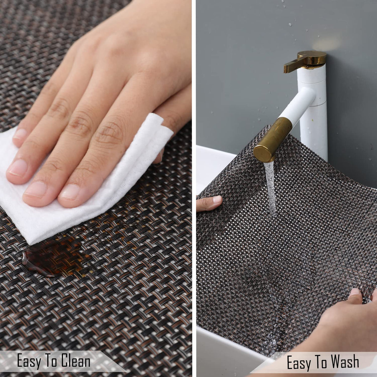 PVC Dining Table Mats, Dark Brown