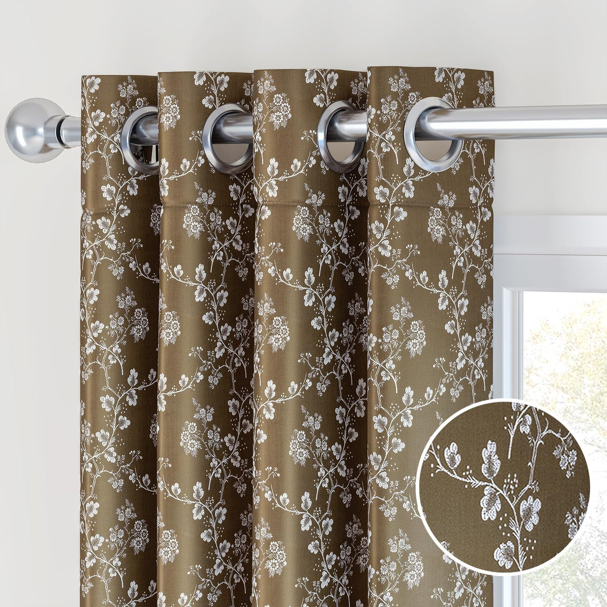 HOKIPO Bahaar Eyelet Curtains, 7 Feet Long - Mocha Brown - image 7