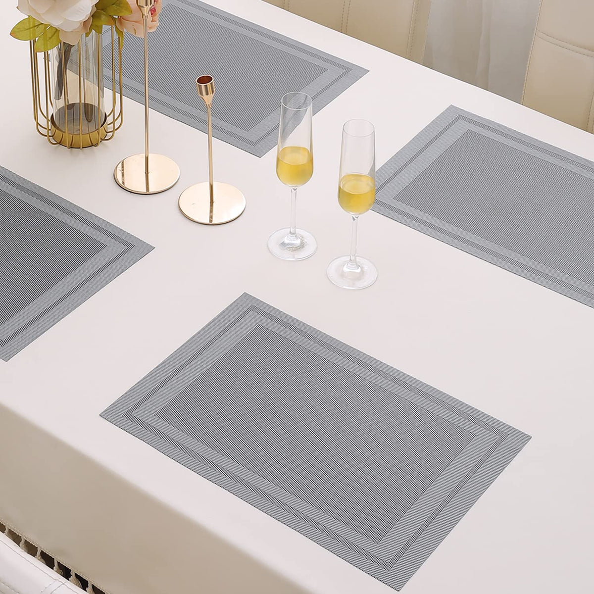 PVC Dining Table Mats, Grey