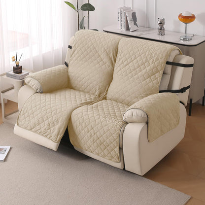 UrbanQuilt Recliner Sofa Slipcover Mat with Dual Belt for 1/2/3 Seater - Beige