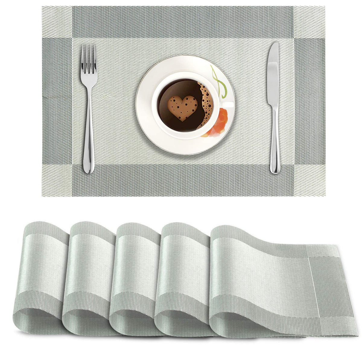 PVC Dining Table Mats, Grey