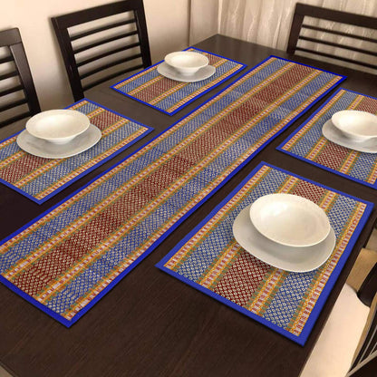Handmade Madurkathi River Grass Dining Table Mats, Blue