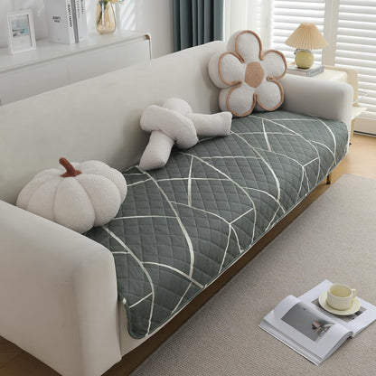 Quilted 1/2/3 Seater Waterproof and Anti-Slip Sofa Cover Mat, Abstract Geometric Shadow Grey