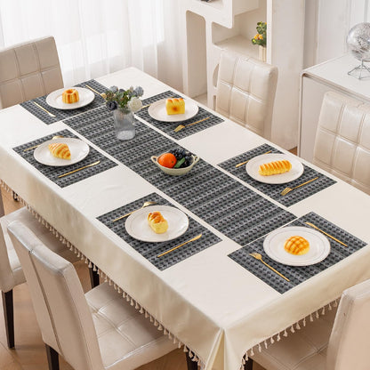 RhombusEcho Washable PVC Mats for Dining Table - Intense Grey
