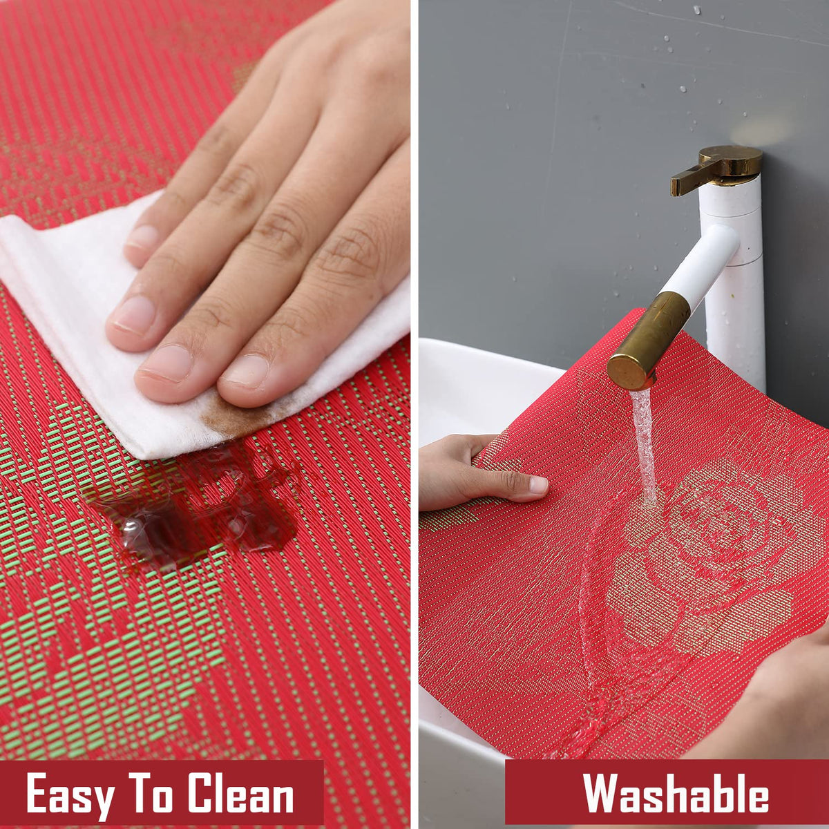 PVC Dining Table Mats, Crimson Red