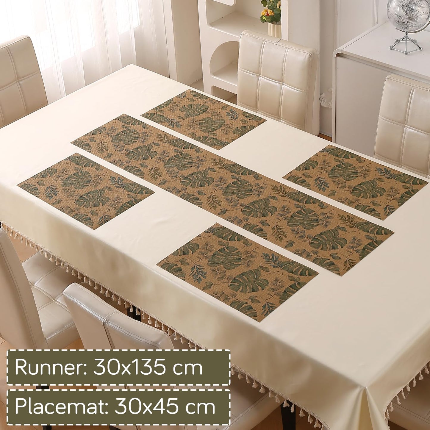 Botanical Tropic PVC Mats for Dining Table - Monstera Leaves
