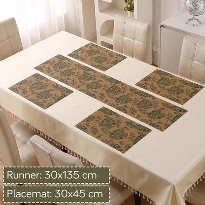 Botanical Tropic PVC Mats for Dining Table - Monstera Leaves