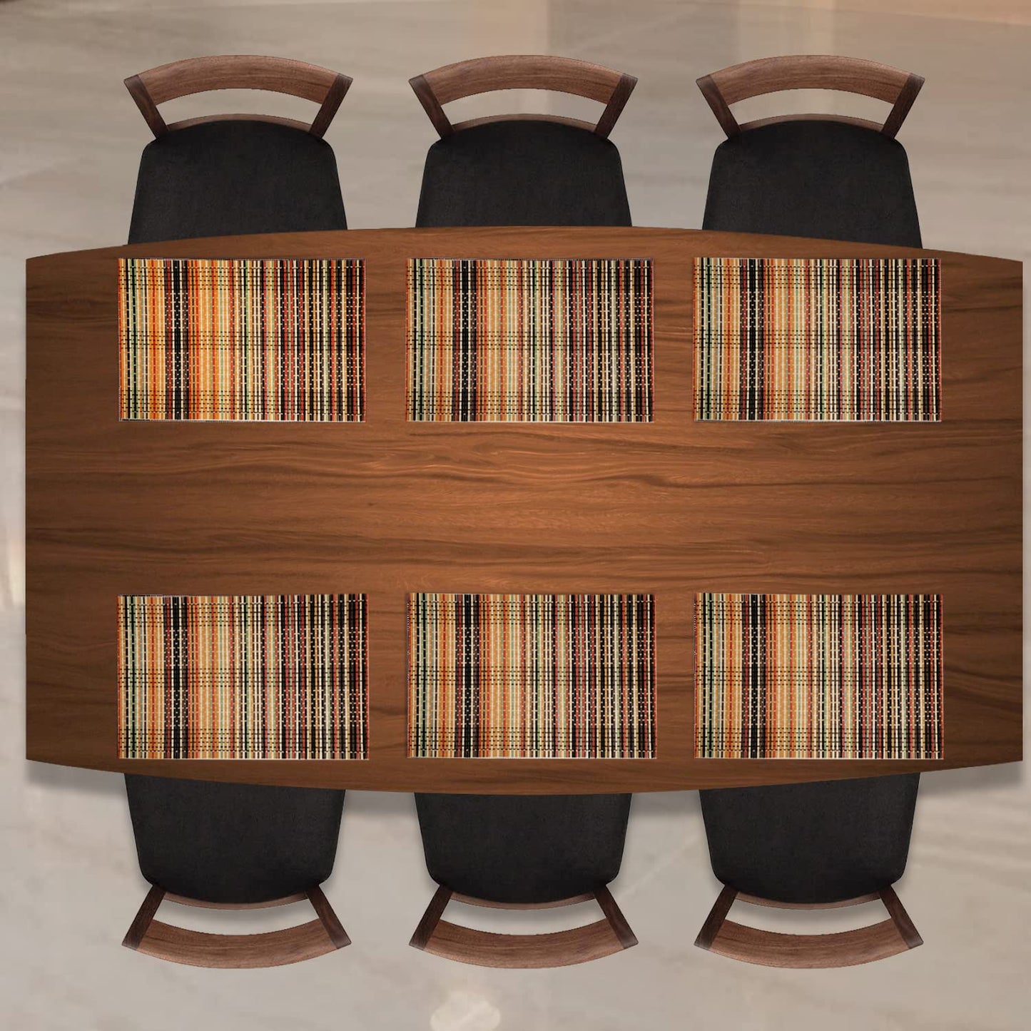 Heat Resistant Wooden Placemats Set of 6 Dining Table Mats, 45x30 cm, Multicolor
