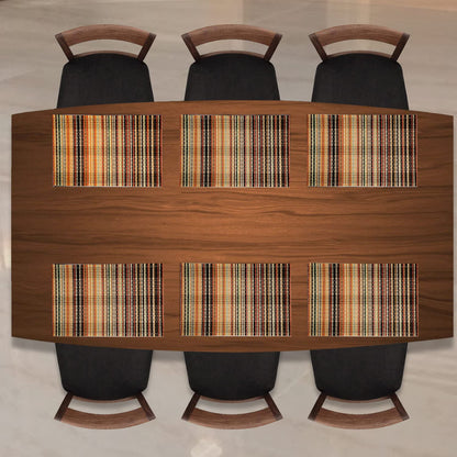 Heat Resistant Wooden Placemats Set of 6 Dining Table Mats, 45x30 cm, Multicolor