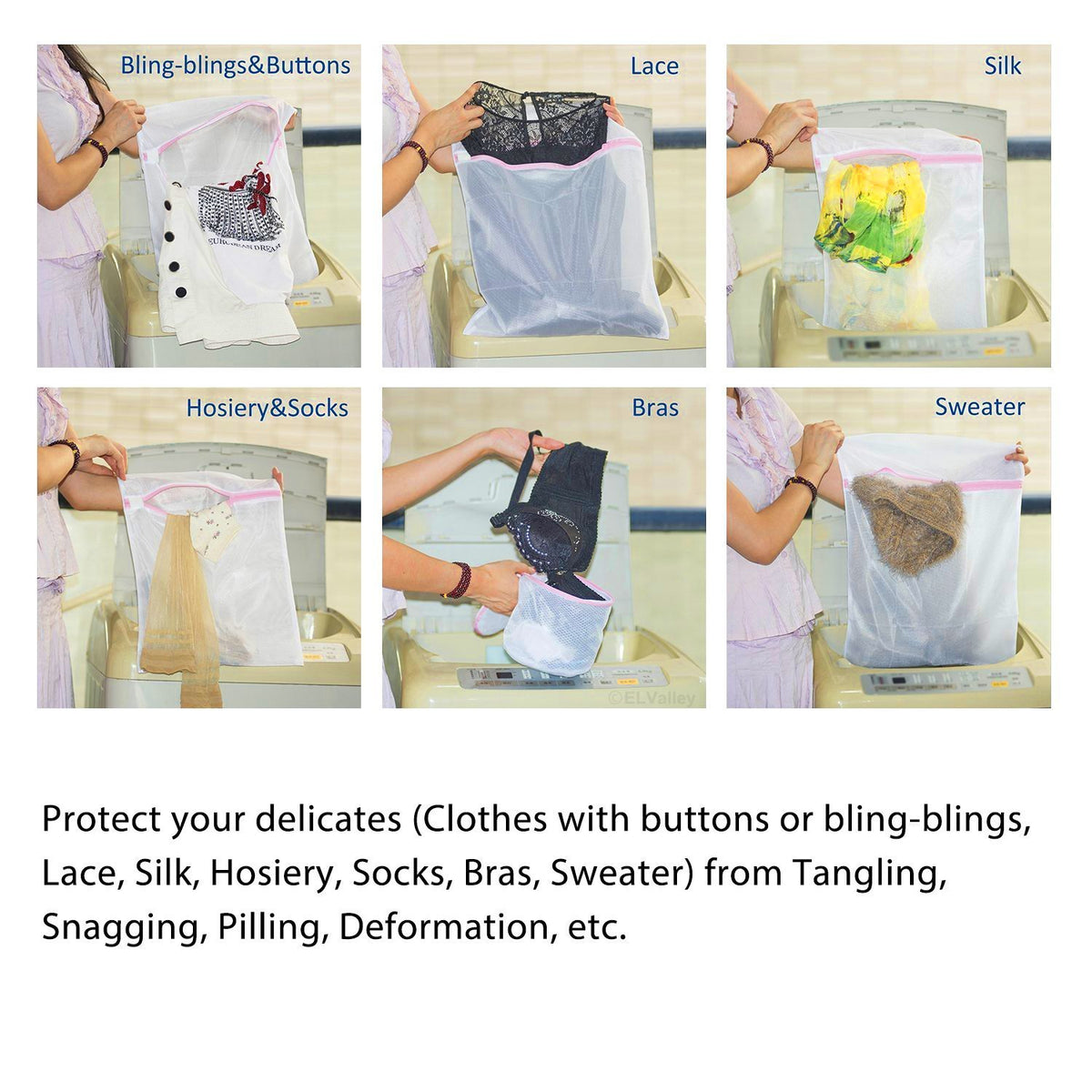 Mesh Washing Bag, Pack Of 3, White