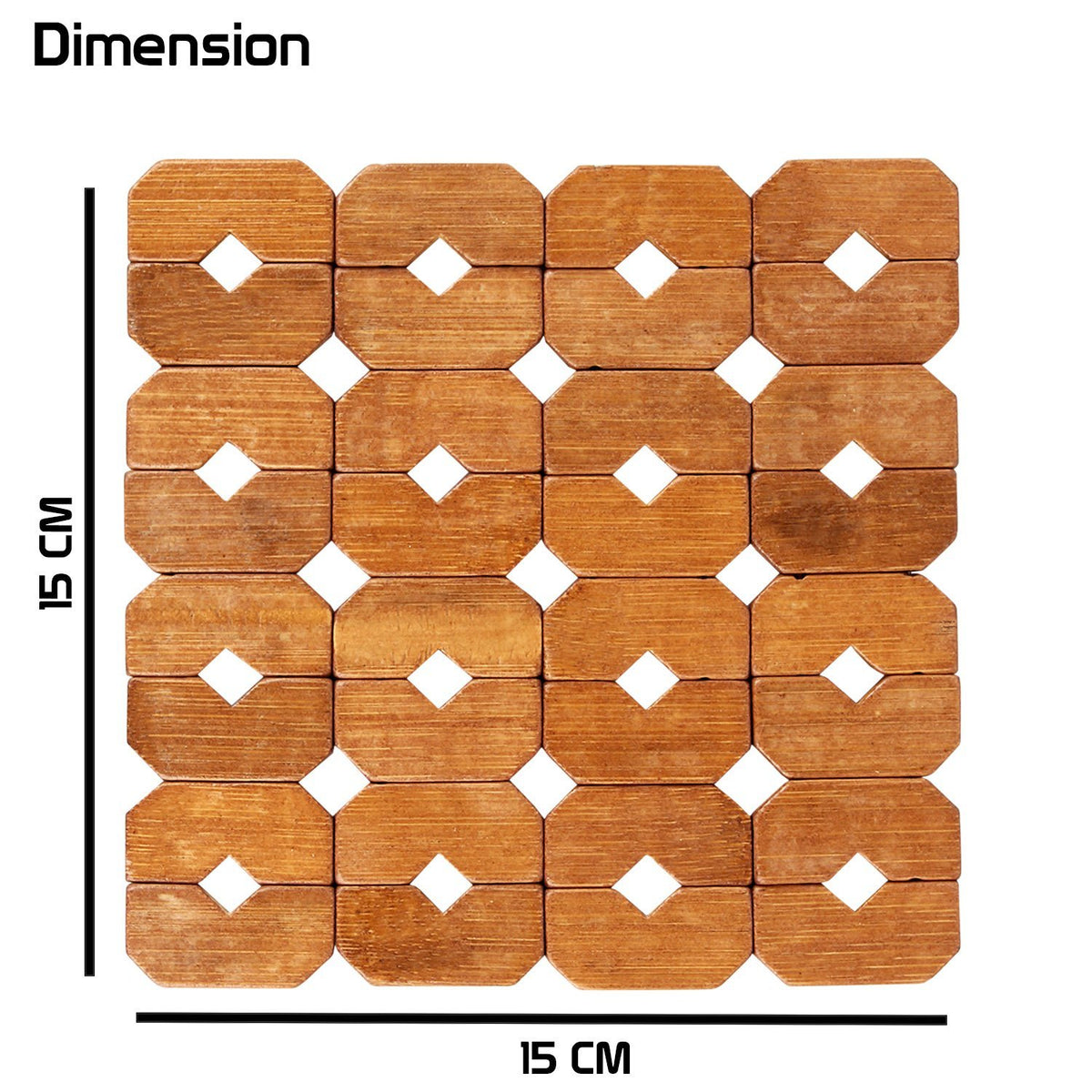 Buy Square Bamboo Coaster Set & Heat Pads  (15×15 cm)