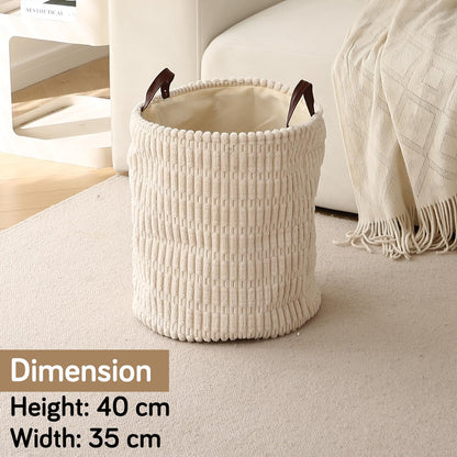 Folding Laundry Bag for Clothes Hamper Collapsible Storage Basket, Cream