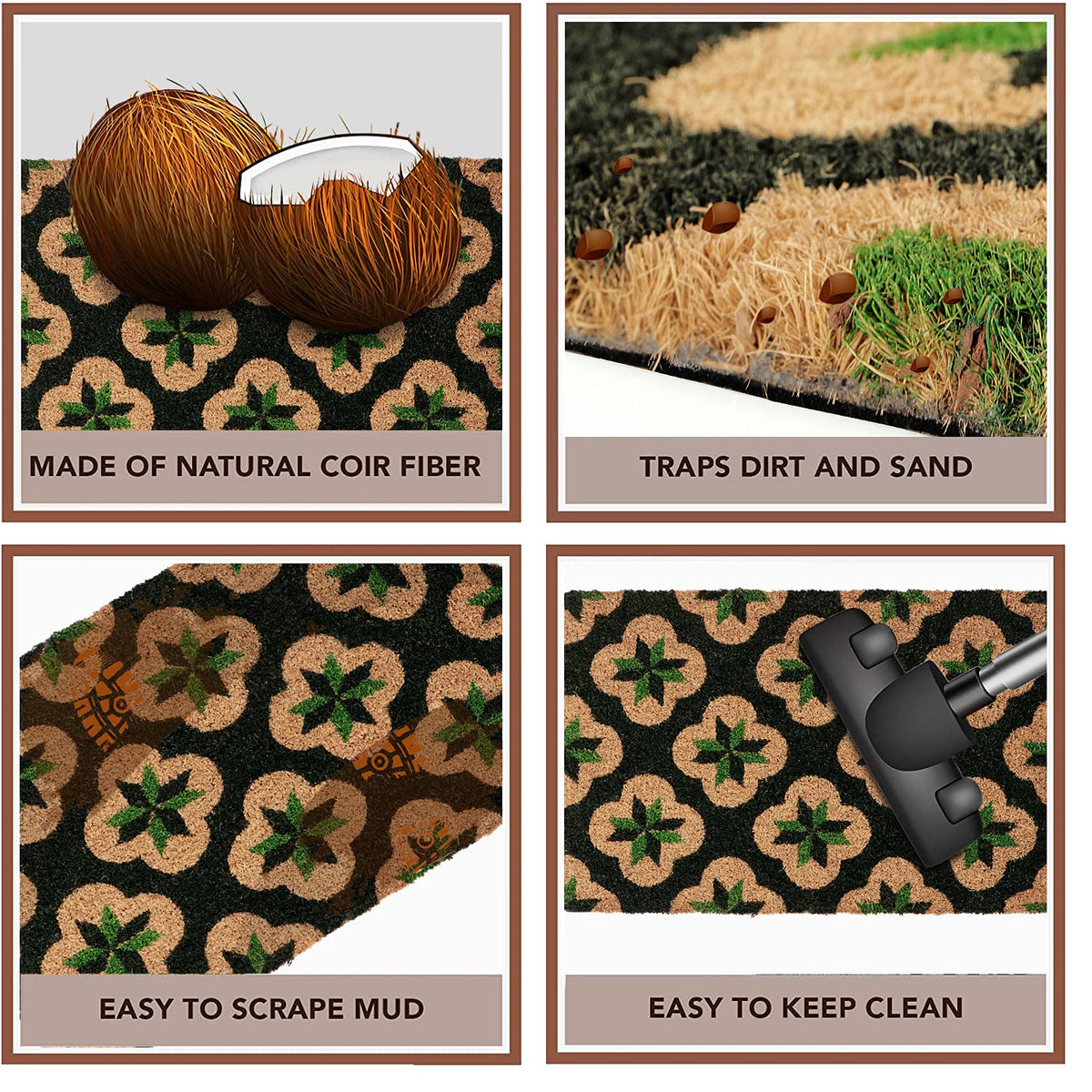 Coir Entrance Door Mat with Anti-Slip PVC Backing