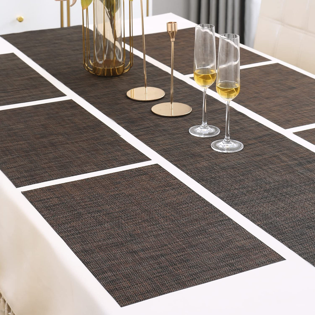PVC Dining Table Mats, Dark Brown