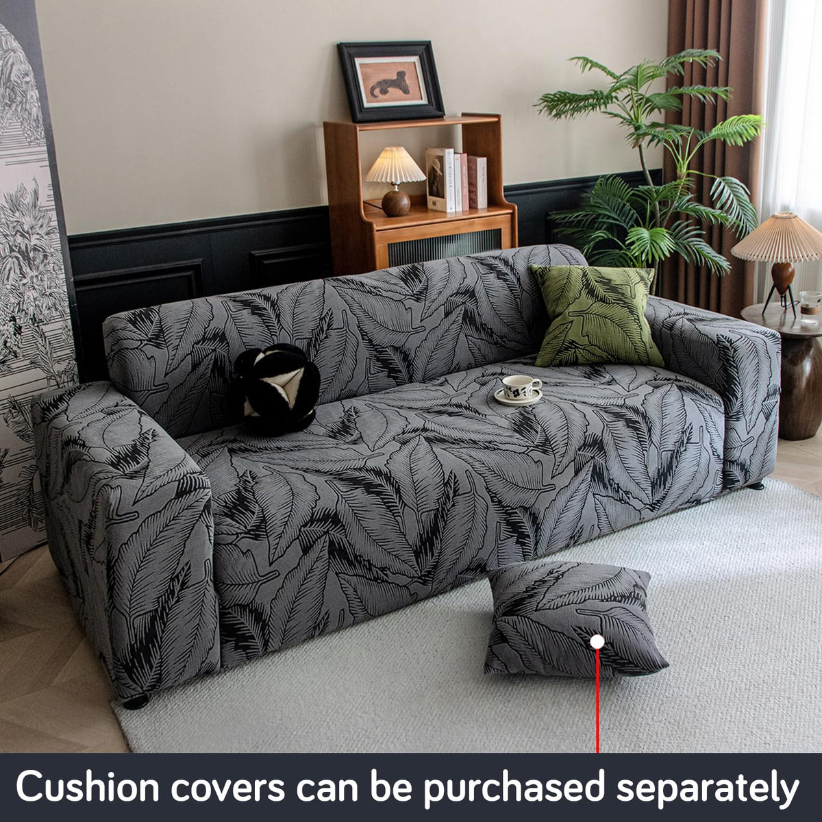 Dual Tone Knitting Jacquard Sofa Cover 1/2/3 Seater Fully Covered - Shadow Grey