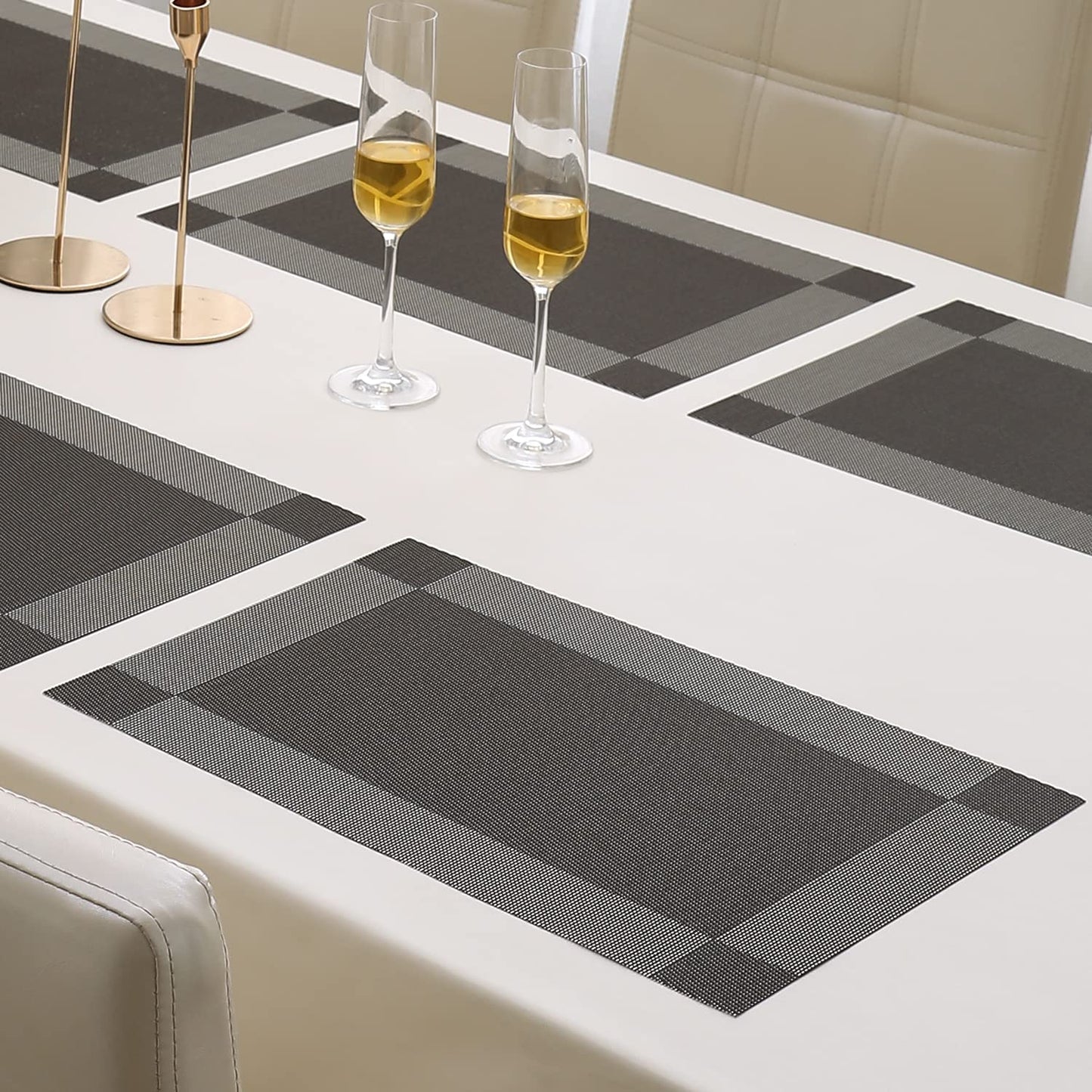 PVC Dining Table Mats, Dark Grey