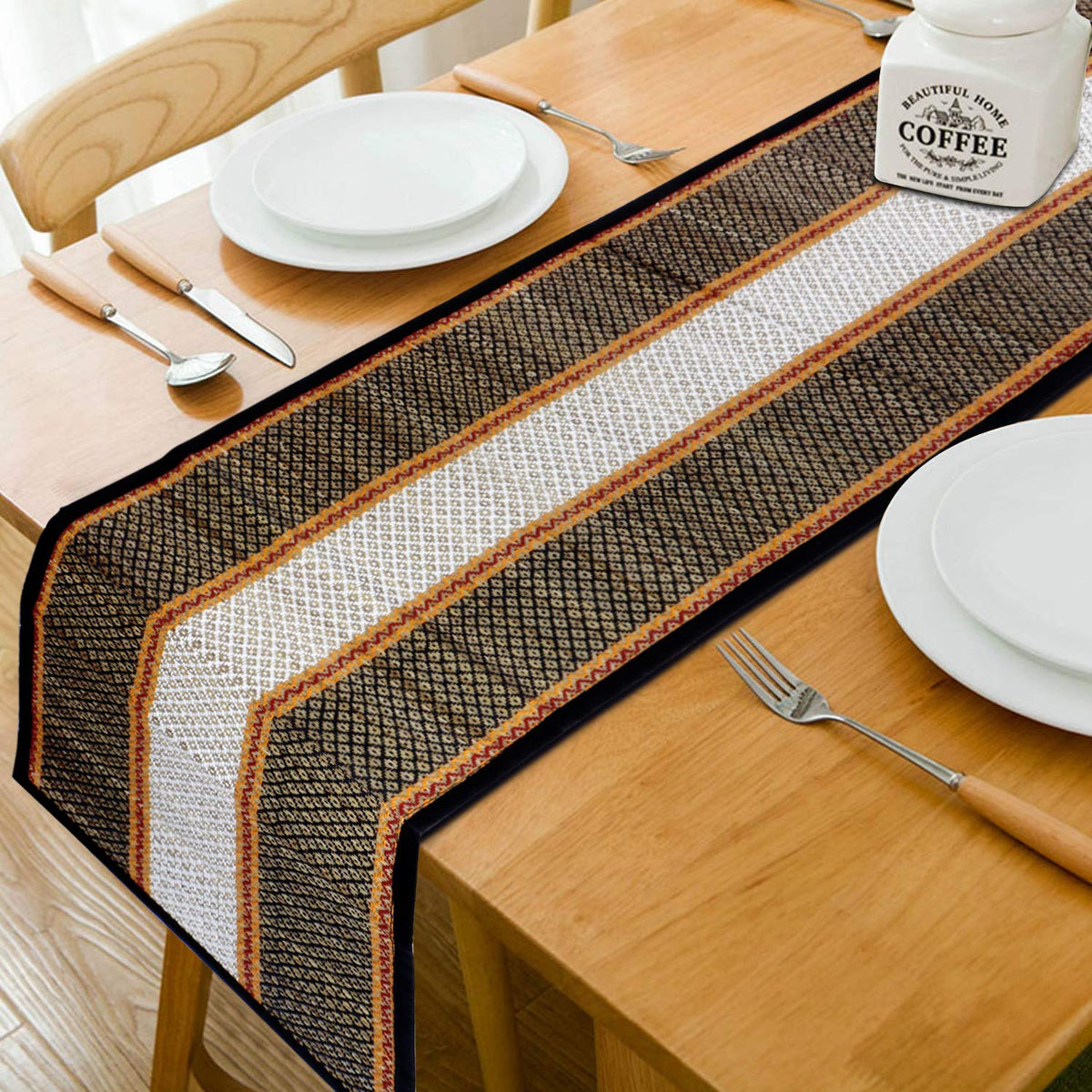 Buy Black Colour Heat Resistant Eco-friendly Natural Handmade Dining Table Runner | HOKIPO