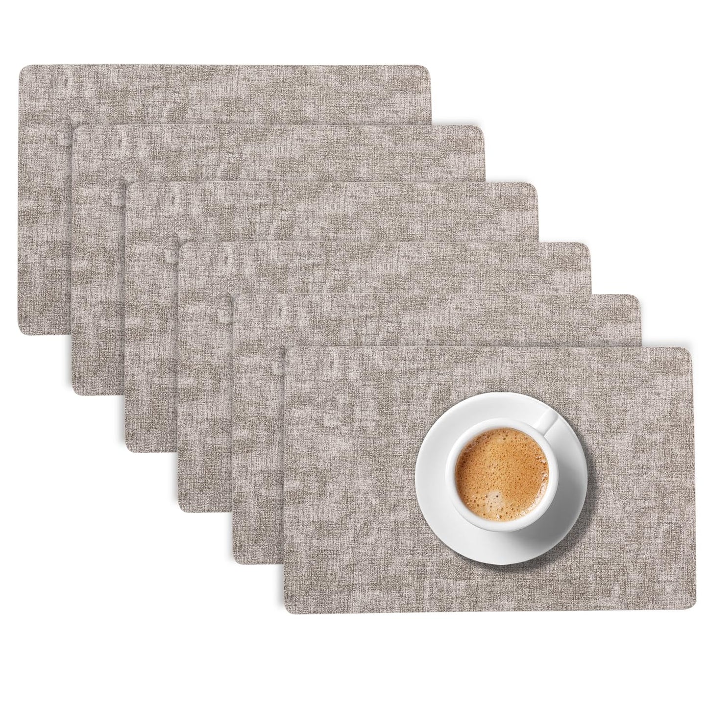 Modern Weaves Royal Luxe Faux Leather Mats for Dining Table - Fog Grey