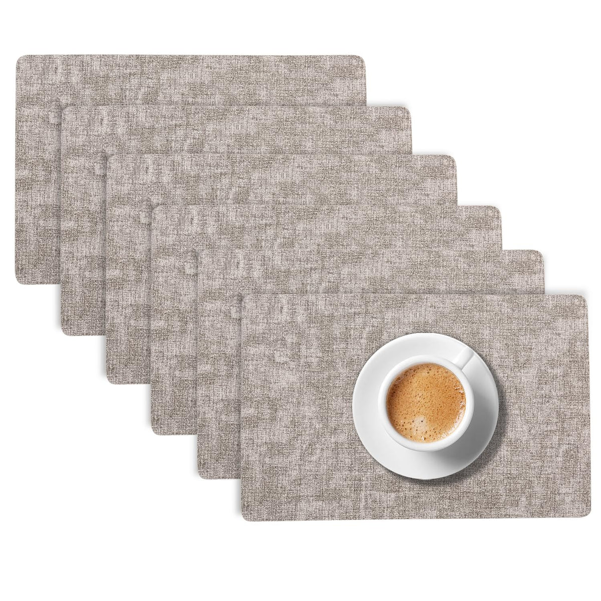 Modern Weaves Royal Luxe Faux Leather Mats for Dining Table - Fog Grey