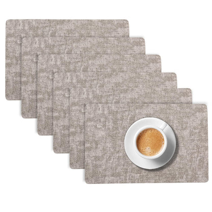 Modern Weaves Royal Luxe Faux Leather Mats for Dining Table - Fog Grey
