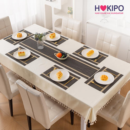 Chevron Stripes PVC Mats for Dining Table - Ebony Black