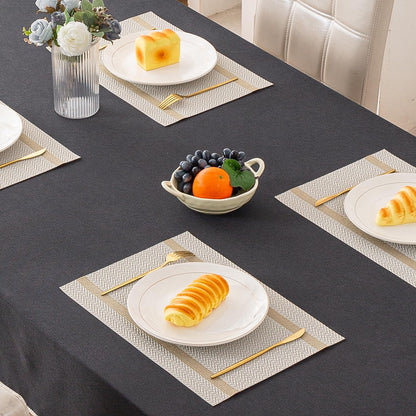 Chevron Stripes PVC Mats for Dining Table - Warm White