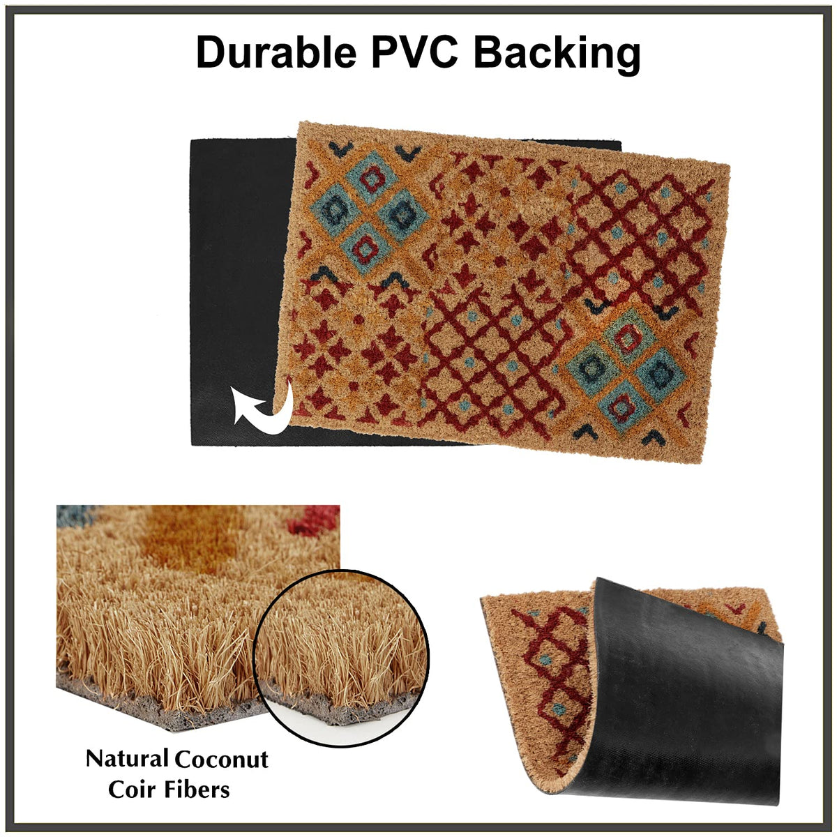 Coir Entrance Door Mat with Anti-Slip PVC Backing
