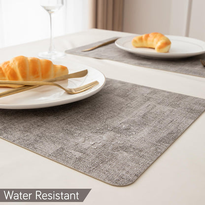 Premium Faux Leather Dining Table Mats, Light Brown