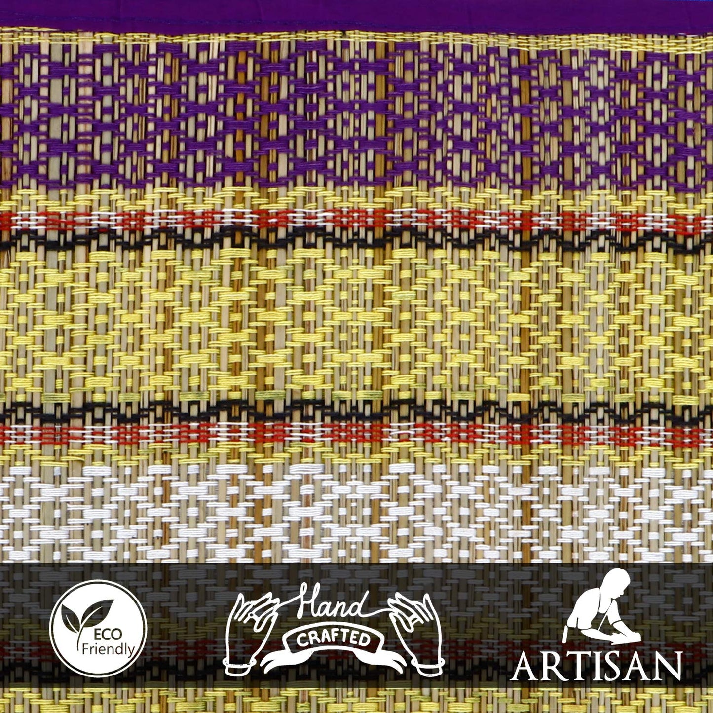 Handmade Madurkathi River Grass Dining Table Mats, Purple