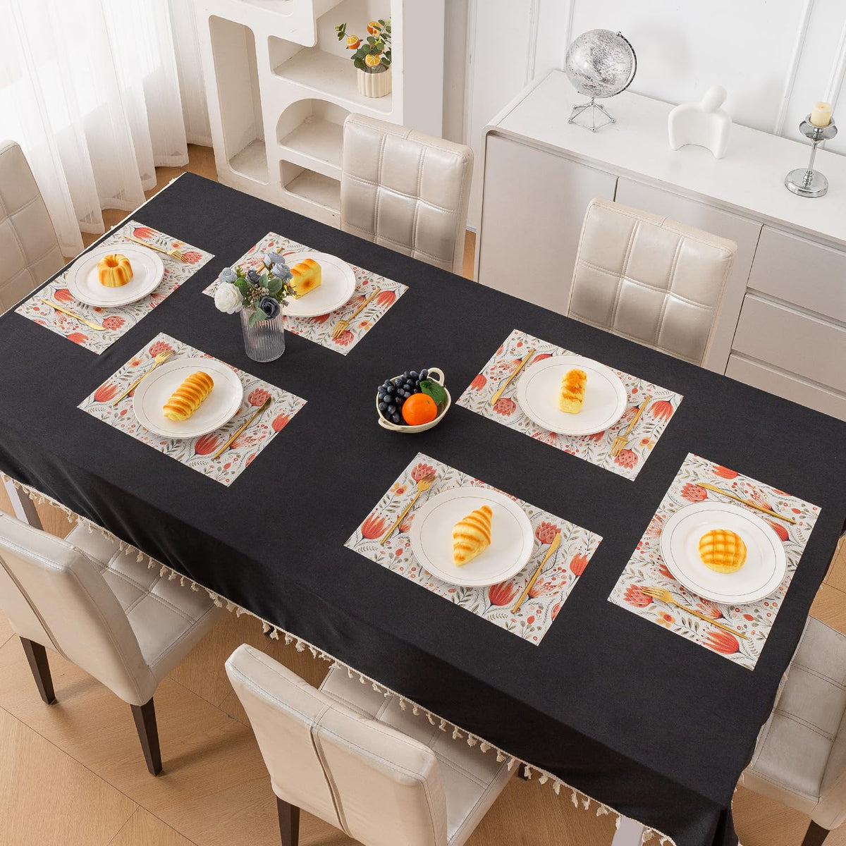 Artistic Flora PVC Washable Mats for Dining Table - Tulip Flora