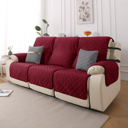 UrbanQuilt Recliner Sofa Slipcover Mat with Dual Belt for 1/2/3 Seater - Maroon