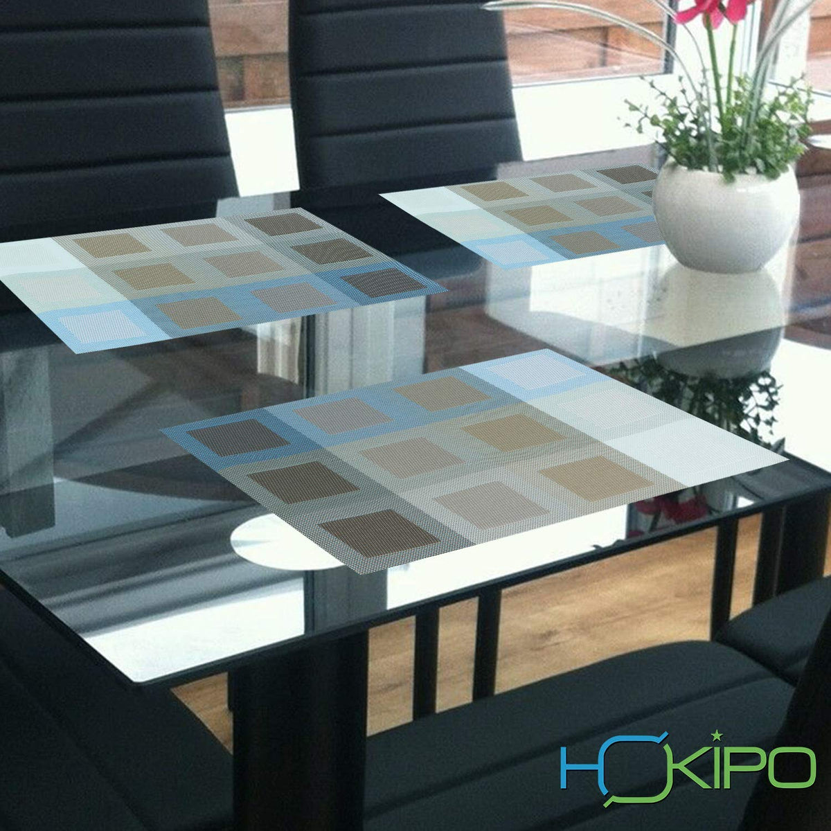 PVC Dining Table Mats, Gradient Blue