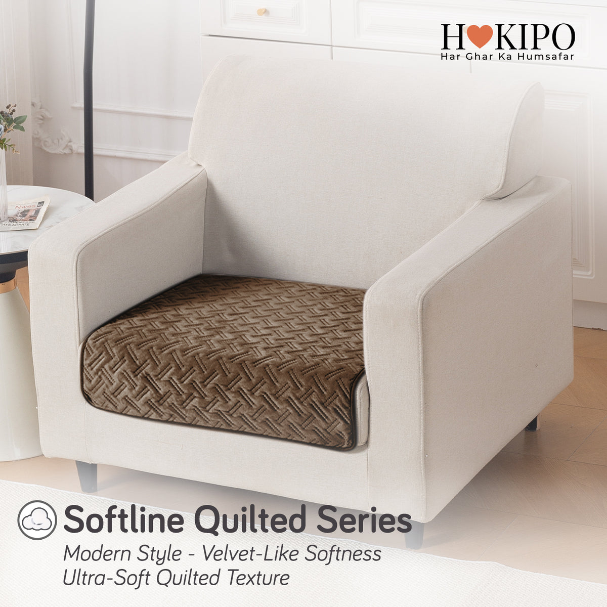 Softline Quilted Sofa Cover Mat, Chocolate Brown